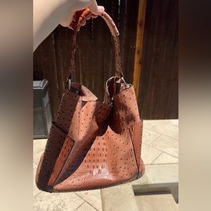 Crocodile Textured Satchel Bag